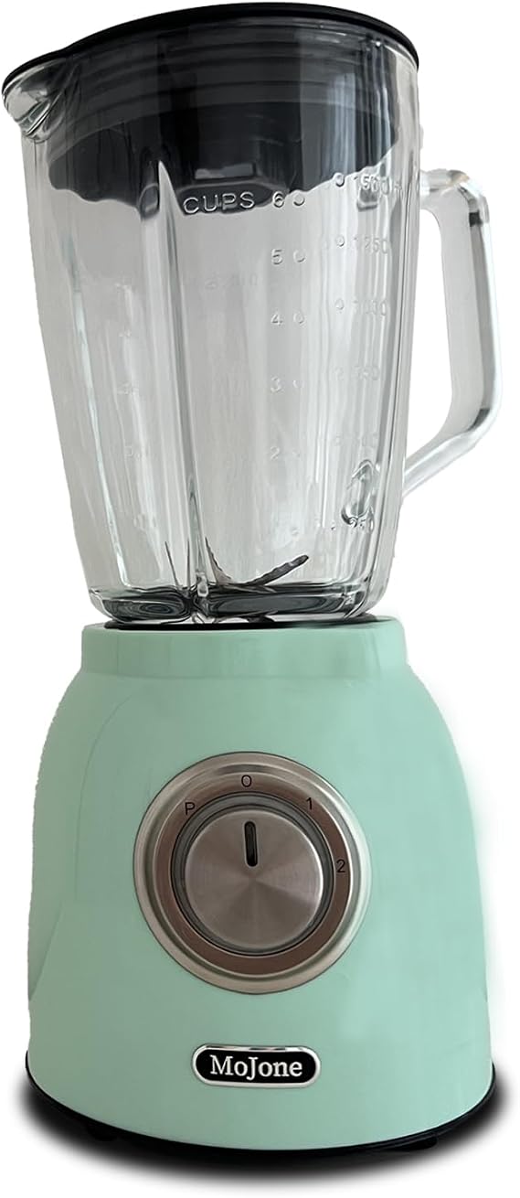 Powerful Kitchen blender, Ice Crusher Mixer, 1.5LG 50oz Glass Jar, 6 pieces 304 stainless steel blades,21000RPM high speed,ABS Body safely blending with longer lifespan, more color options