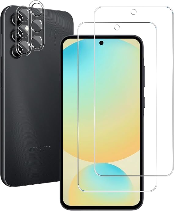 BIGFACE Galaxy S24 FE Tempered Glass Screen Protector + Camera Lens Protector [2 + 2 Pack][Case Friendly][Anti-Scratch][Ultrasonic Fingerprint Unlock] HD Protective Film for Samsung Galaxy S24 FE