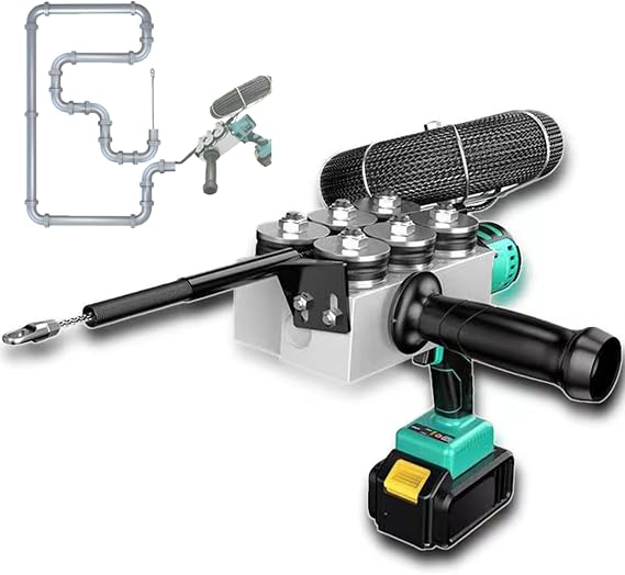 Hidden Cable Pulling Tool, Cordless Electric Wire Puller, Automatic Threading Machine, with 2 Battery, 360 Rotating Wire Elbow, for lectrician Wall Construction