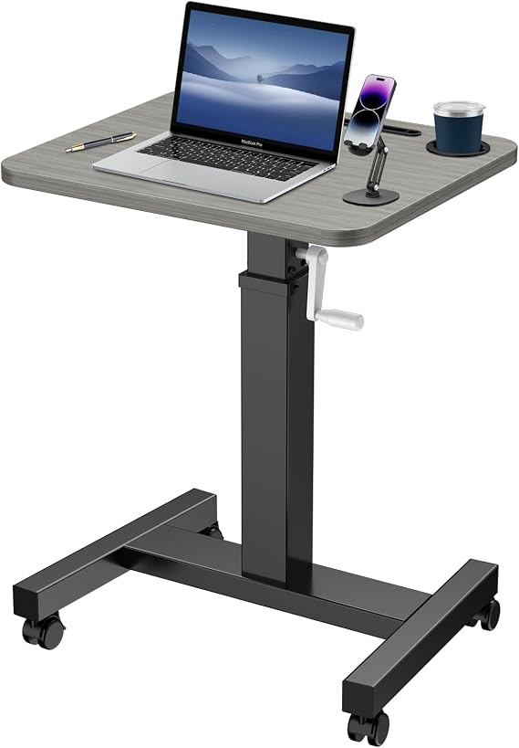 Mobile Standing Desk with Wheels, Elevating Table,Lift desks for Home Office,Rolling Portable Laptop Desk Height Adjustable, Mobile Computer Desk,Small Sit Stand Workstation(Black)