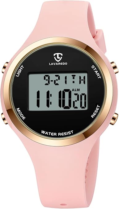 L LAVAREDO Women's Waterproof Digital Sport Watch, Alarm, Stopwatch, Date | Outdoor Wristwatch with Alarm Clock/Stopwatch/12/LED Light/24 Hour, 30M Water Resistant Designed for Women Men, Gift