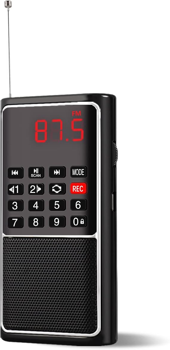 Leting Portable Radio with Mp3 Speaker, Radios Porable FM,FM Radio Support Tf Card/USB/Music Recording, Rechargeable Battery Powered Mini Radio,FM Radio with Best Reception(Black)