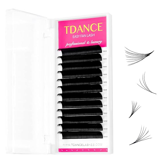 TDANCE Easy Fan Lash Extension Rapid Blooming Volume Eyelash Extensions C CC D DD J B L Curl 0.03-0.12mm Thickness Easy Fan Volume Lashes Self Fanning Eyelashes Extension (0.05-D,17 mm)