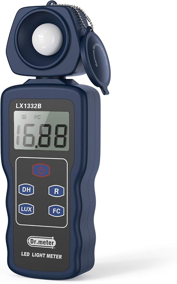Dr.meter LED Light Meter Illuminance Meter with 0-200,000 Lux Ranges | Professional Digital Illuminance Light Tester with 0-200,000 Measuring Ranges and 270 Degree Rotatable Detector