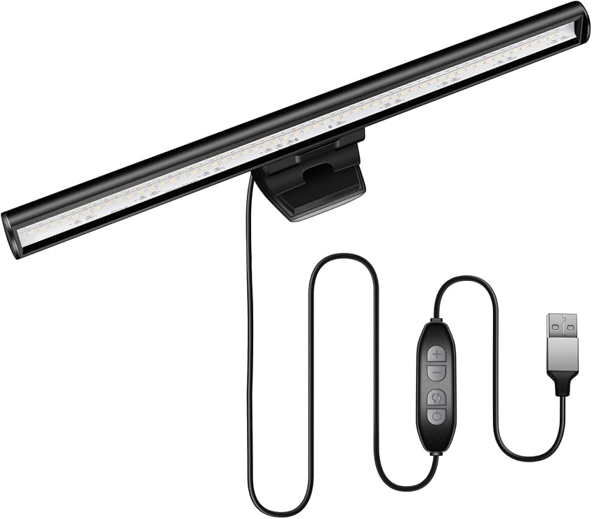 Dizüstü Bilgisayar Monitörü Işık Çubuğu, USB e-Okuma LED Görev Lambası, 3 Ayarlanabilir Renk Sıcaklığı, 10 Karartma Parlaklık Seviyesi, Ekran Parlaması Yok, Uzay Tasarrufu, Göz Sağlığı Hizmeti,
