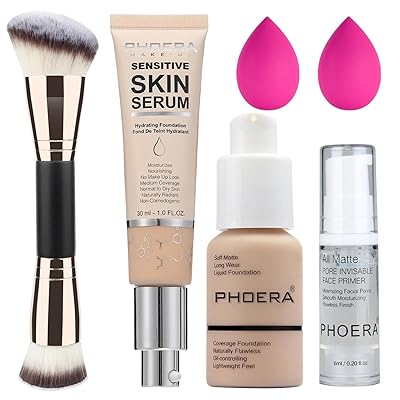PHOERA Foundation Full Coverage,and 2024 New PHOERA Foundation Makeup for Mature Skin, Wrinkles Matte Natural Finish for a Flawless Complexion with Medium Coverage 102N02NudeNude