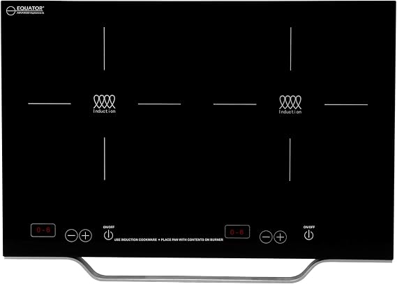 Equator 21" Portable 2-Burner Induction Cooktop LIGHT with ALUMINUM HANDLE 110V