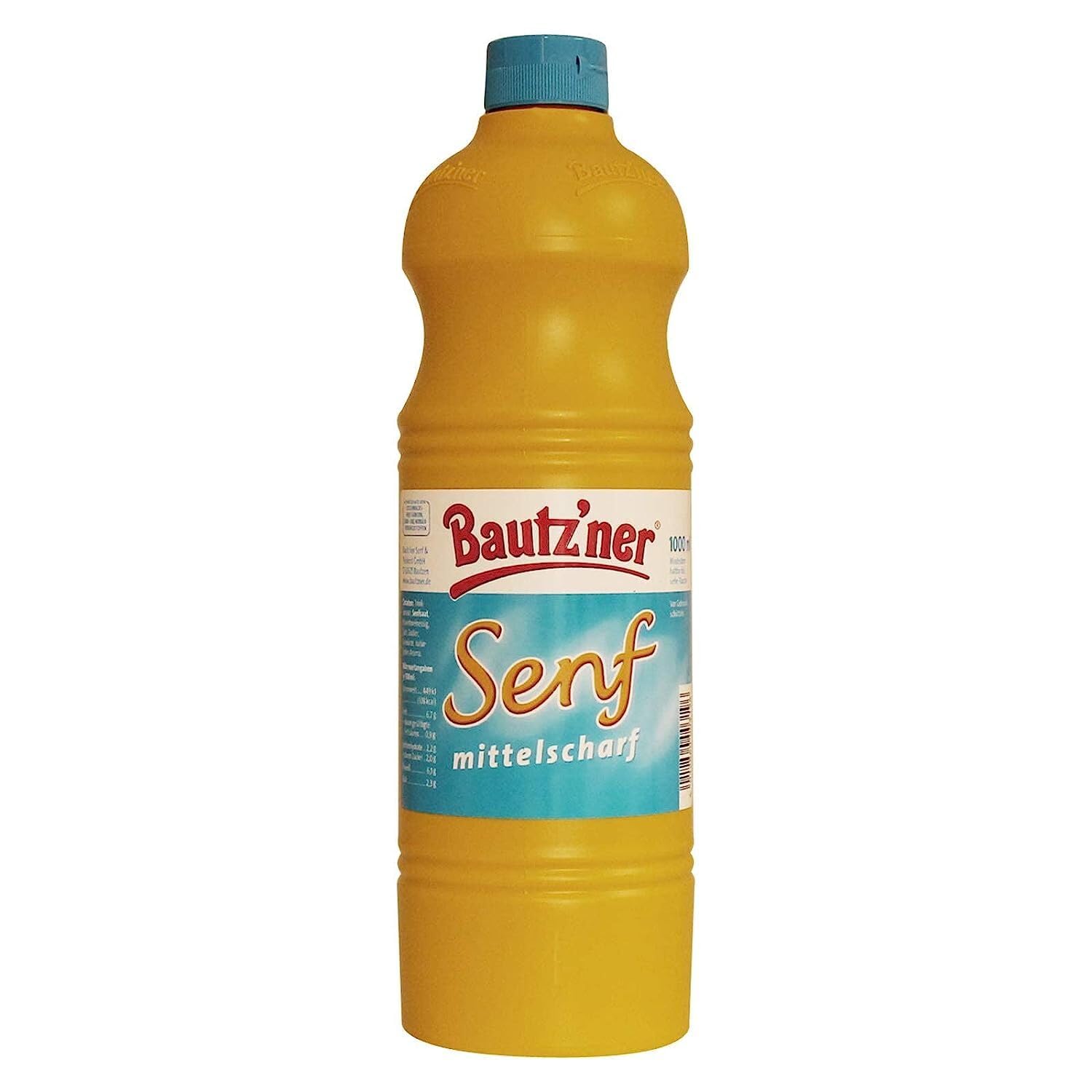 BAUTZNER Mustard Medium Sharp - Set of 2 2 x 1000 ml Bottle of Medium Hot Mustard - Original Bautzner Formula Since 1955 - No Added Preservatives and Flavor Enhancers - Mustard