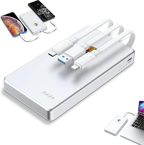 iDiskk App-le Certified 2TB External Hard Drive for iPhone Android Phone | 2TB External iPhone Photo Storage to Auto Backup Photos|Videos|Files for iPhone17/16/15/14/13/12,Metallic Silver