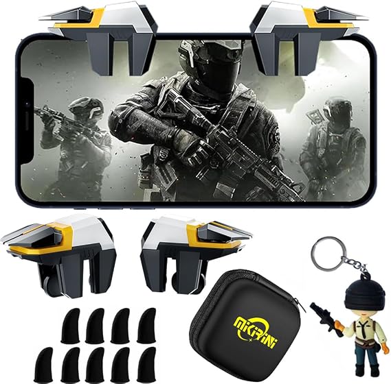 Mikirini Mobile Phone Game Controller for Android & iPhone, Game Controller Compatible with PUBG Mobile/Knives Out/Call of Duty Mobile, Phone Triggers for Gaming with Sensitive Shoot and Aim (Boy)