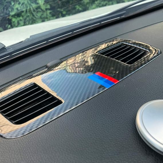 Real Premium Carbon Fiber Car Dashboard AC Air Conditioner Vent Outlet Cover Interior Trim Compatible with BMW E90 E92 E93 325i 328i 330i 335i 2006 2007 2008 2009 2010 2011 2012 (Style B)