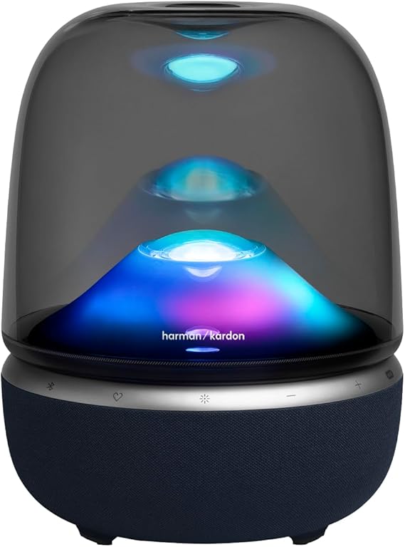 Harman Kardon Aura Studio 5 Wi-Fi Home Speaker, Constant Sound Field Technology with 3-Way Speaker Design, Multi-Speaker Connection by Auracast, Colourful Lightshows, 360° Ambient Glow, Black