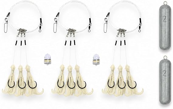 Deep Drop Tilefish Rig Bundle - 3 Deep Drop Rigs, 2 Deep Drop Lights, 2 Deep Drop Weights