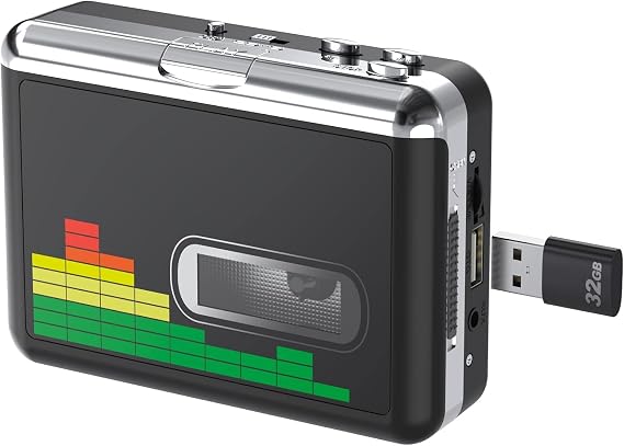 Mersoco USB Cassette Player Tape to MP3 Converter, Portable Cassette Tape Player to Digital Converter with Earphones, Auto RewindNo Computer Required