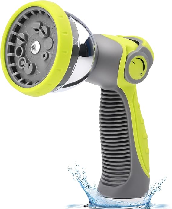 Heavy-Duty Hose Pipe Spray Gun, Leak-Proof Hose Spray Gun with 10 Patterns and Water Flow Control, High Pressure Garden Hose Nozzle for Watering, Washing Car, Cleaning