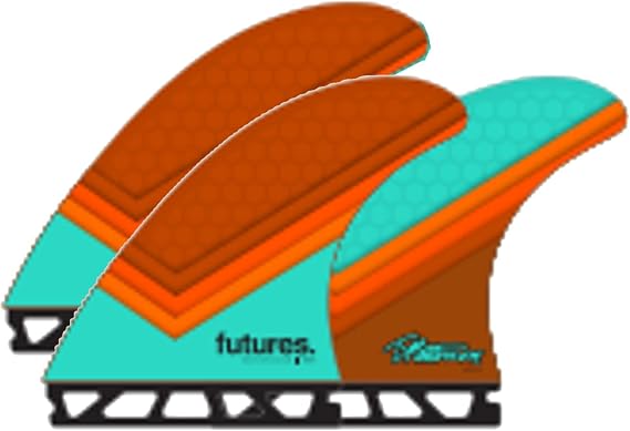 Futures Tp1 Honeycomb Thruster Surfboard Fin Large Teal Orange Brown