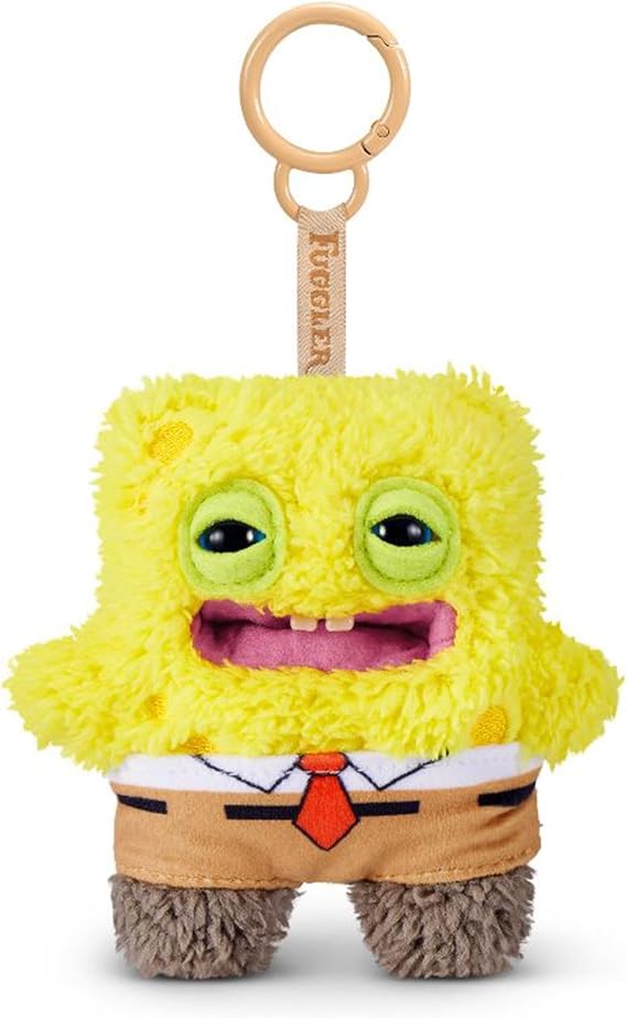Fuggler SpongeBob 5-Inch Plush Keyring by ZURU, Funny Ugly Monster Bag Clip-on Stuffed Animal, Multiple Characters Available