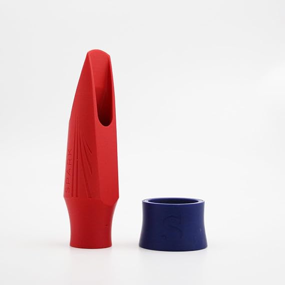 Syos Tenor Saxophone Mouthpiece, Spark Mode, 7 Tip Opening, Carmine Red and Syos Blue Tenor ligature Bundle