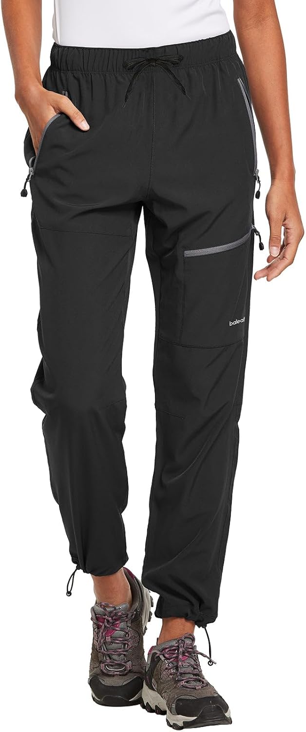 BALEAF Women's Outdoor Hiking Trousers Waterproof Quick-Drying Lightweight Trekking Trousers Capris UV Protection UPF 50 Functional Trousers with Zip Pocket