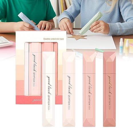 8-Pack Strong Double Sided Tape Roller, 0.23in x 16.4ft Adhesive Tape Glue for Gift Wrapping, Junk Journals, Paper Crafts, Essential Scrapbooking Supplies, Photo Mounting, School Office (PINK)