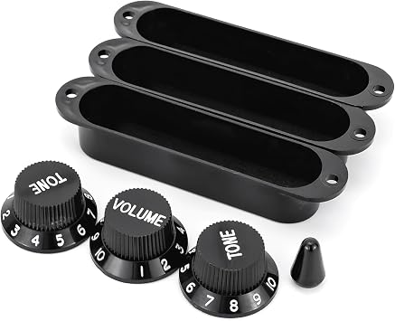 Swhmc Guitar Switch Tip 3 Pickup Cover 2 Tone 1 Volume Knobs Set Black for Strat (50mm)