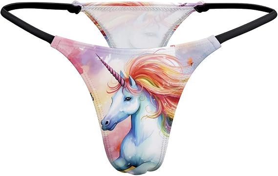 Rainbow Unicorns Women's G-String Thong Printed T-Back Underwear Sexy Brief Panty