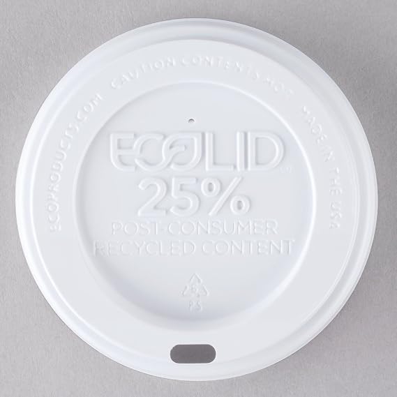 Eco-Products 10, 12, 16, and 20 oz. White Recycled Content Hot Paper Cup Lid 1000/Case