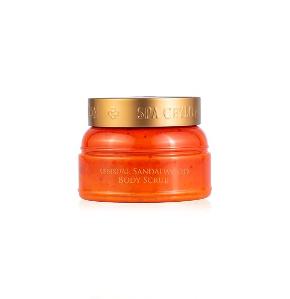 Spa Ceylon SENSUAL SANDALWOOD Body Scrub | Exfoliates with Vetiver, Virgin Coconut, and Sandalwood | Ideal Spa Gift for Pampering | 225g
