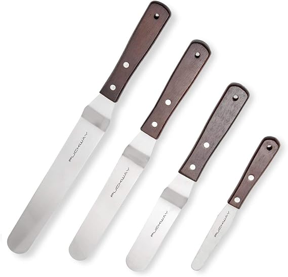 Offset Cake Icing Spatula Set of 4, 4"-6"-8"-10"