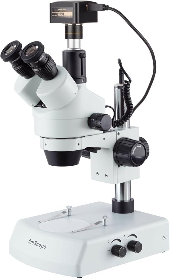 AmScope SM-2TZZ-LED-18M3 Trinocular Zoom Stereo Microscope, 18MP Camera