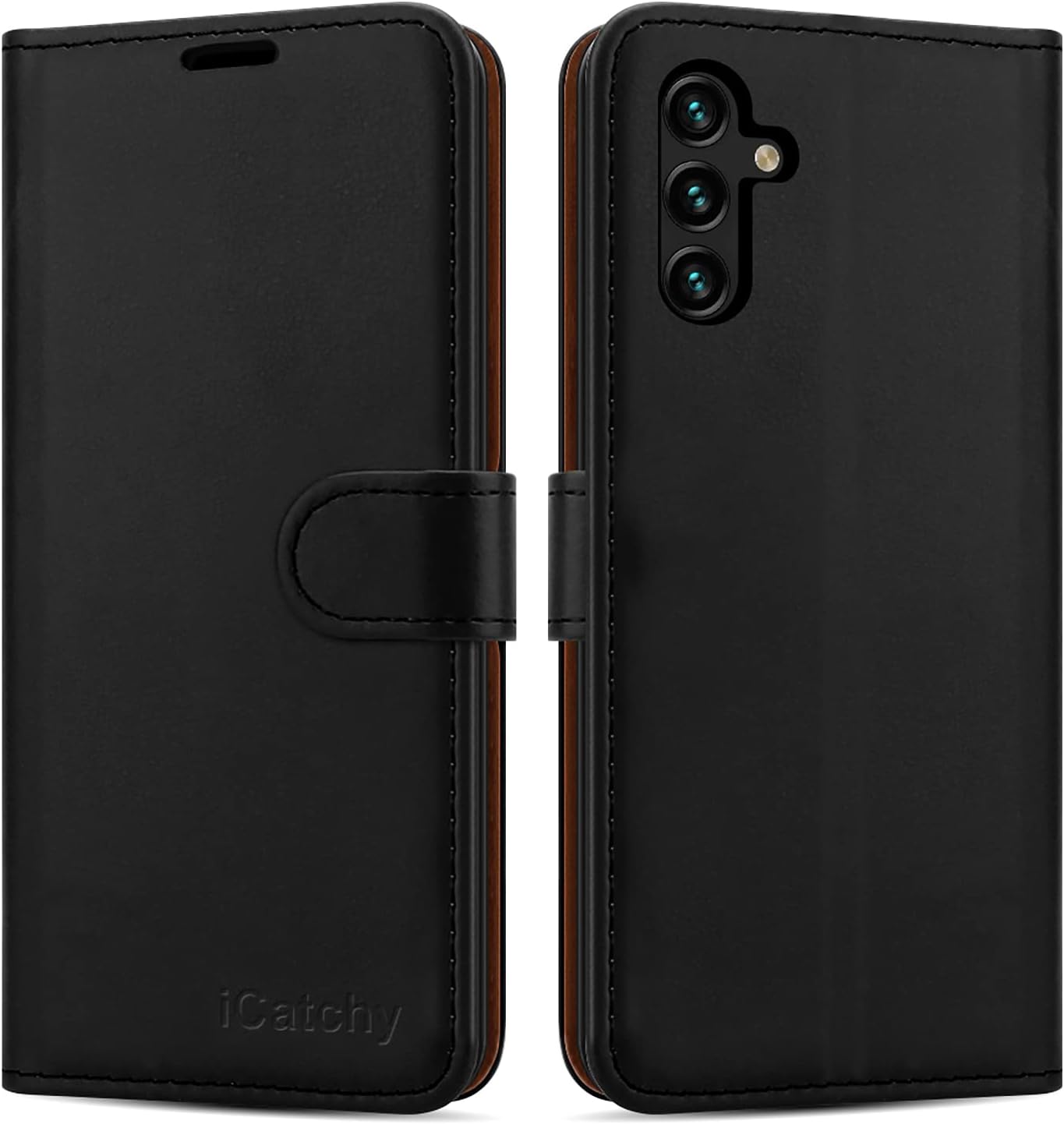 iCatchy for Samsung Galaxy A14 5G  A14 4G Case Leather Wallet Book Flip Folio Stand View Cover with Card Slots and Kickstand for Samsung Galaxy A14 Phone Cover Black