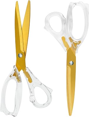 Scissors all Purpose,Acrylic Gold Scissors,Titanium Coated Blades Clear Comfort-Grip Handle,Sharp Scissor for Office,Home,Craft,Sewing 2 Pack 8.5 inch