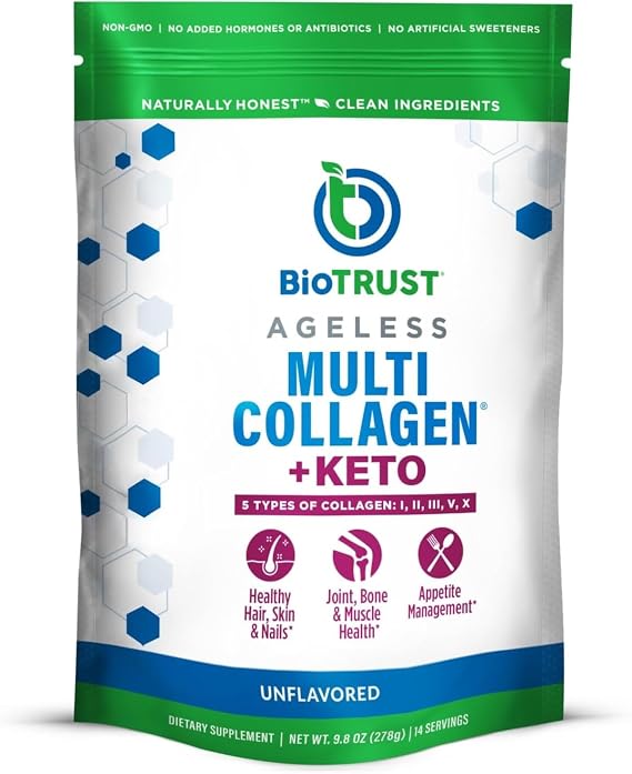 BioTrust Multi Collagen Peptides Powder + Keto C8 MCT Oil, Unflavored