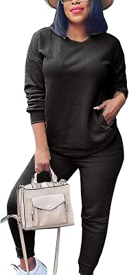 Fixmatti Womens 2 Piece Sweatsuit Long Sleeve Shirts Jogger Pant Set Tracksuit