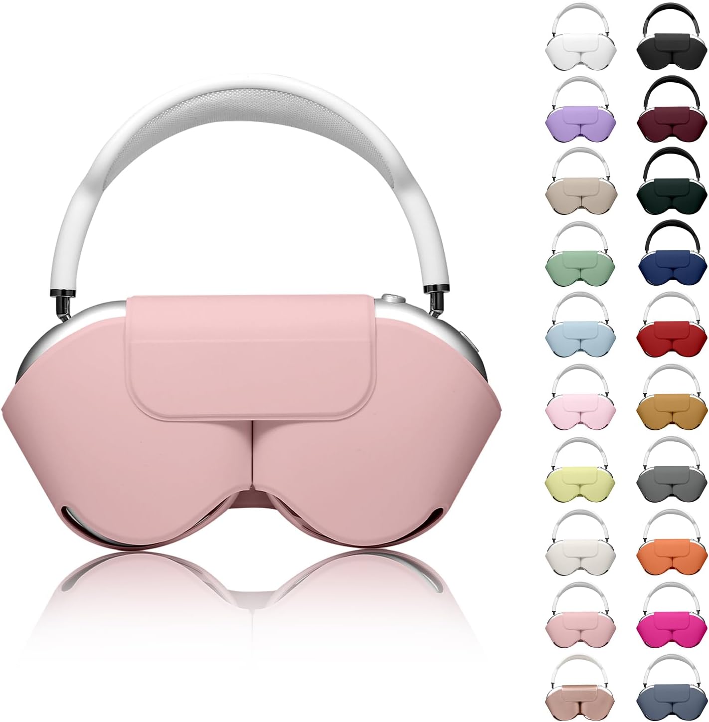 Case for Apple Airpods Max, AirPod Max Headphone Protective Case Sleep Mode Anti-Scratch Dustproof PU Leather Pink 2