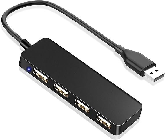 4-Port Ultra-Thin Portable USB 2.0 Hub, Multi-USB Port Extender