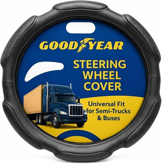 Goodyear 18" Semi Truck Steering Wheel Cover Non Slip Grip, Comfortable, Heavy-Duty Protection, Compatible with Freightliner, Bus, Trucks