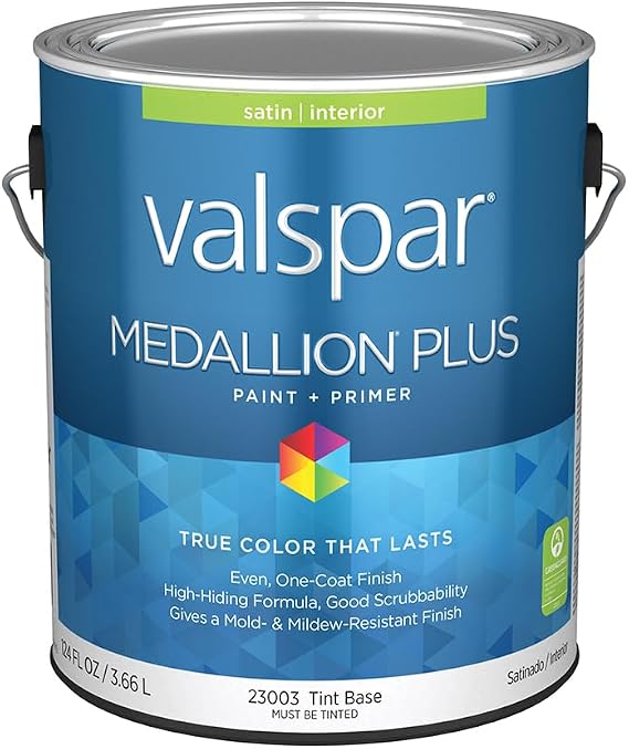 Valspar 23003 Tint Base Medallion Plus Interior Paint & Primer, Satin, 1 Gallon