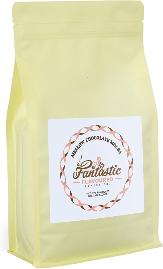 Chocolate Flavour Coffee Beans 1kg - Mellow Chocolate Mocha - Fantastic Flavoured Coffee Company - Naturally Flavored - Medium Roast - Strength 3 - All Coffee Machines - No Sugar Added