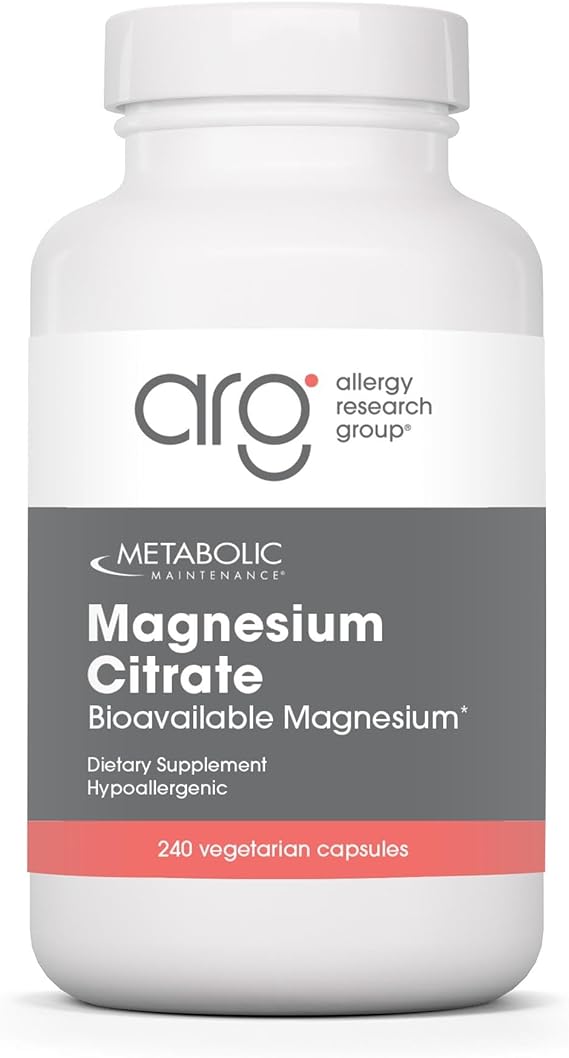 Metabolic Maintenance Magnesium Citrate Capsules - Magnesium Supplement for Calm, Sleep, Muscle & GI Support - with Vitamin C (240 Capsules)