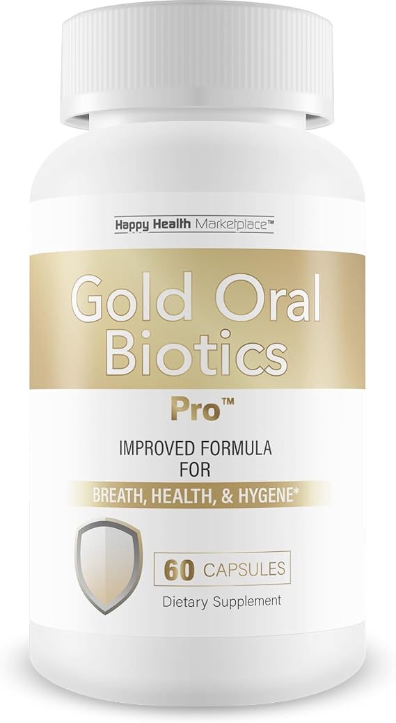 Gold Oral Biotics Pro - Our Best Oral Health Probiotics and Prebiotics - Advanced Oral Probiotics for Mouth Bad Breath - 11 Strain 40 Billion CFU Probiotic Capsules - Tooth and Gum Dental Probiotic
