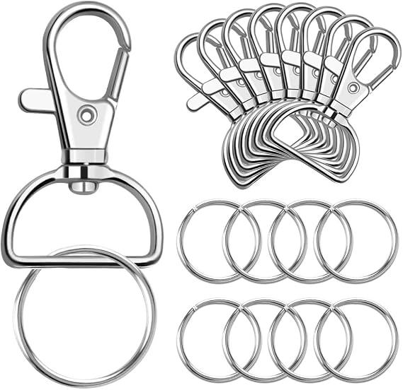PAXCOO 100 Pcs Key Chain Hooks with Key Rings (Large Size)