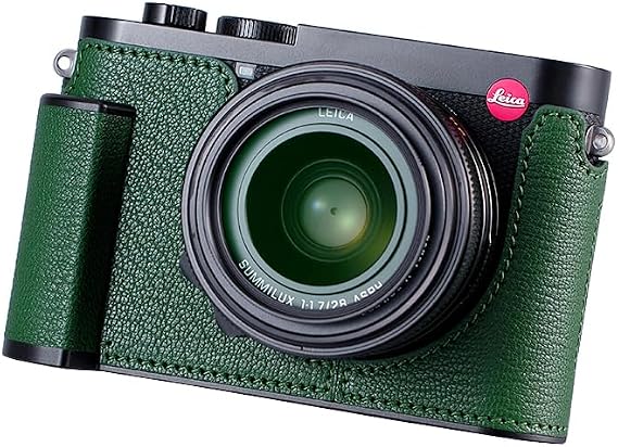 SIUTATDSH Vintage Metal Genuine Leather Camera Half Case for Leica Q3, Stylish Portable Shockproof Camera Protection Case GgreenD