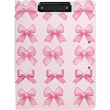 Clipboard Folder Pretty Pink Bow A4 Foldable Clipboard with Horizontal and Vertical Double Metal Clips with Pen Holder