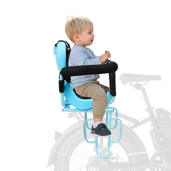 Child Bike Seat - Front Mount Detachable Front Mounted Child Bicycle Seats for Children 2~5 Years, Compatible with Mountain Bikes(Blue)