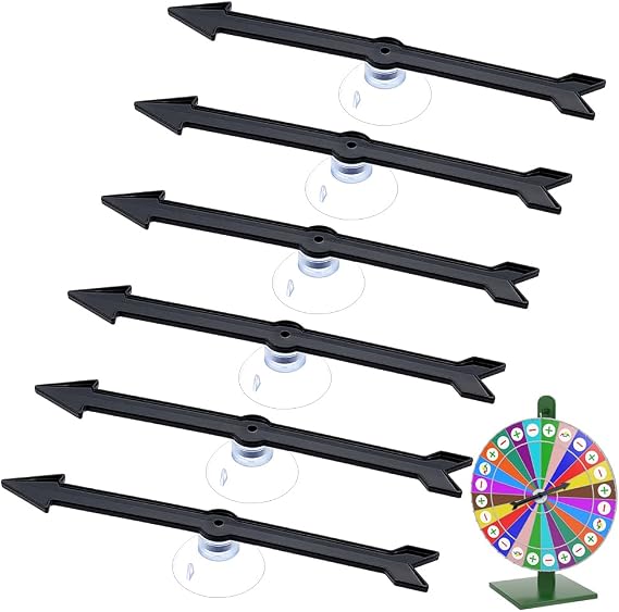 BENECREAT 6Pcs Black Arrow Spinners, 146x18x8.5mm/5.75x0.71x0.33inch Plastic Large Arrow with Suction Cup, Spinners Pointer for Activities, Party Board Wedding Parking Sign