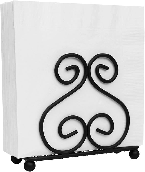 Blue Donuts Scroll Collection Napkin Holder Napkin Holders for Tables, Farmhouse Napkins Holder, Dining Table Napkin Holders for Kitchen, Black