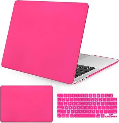 Seorsok Compatible with MacBook Air 15 inch Case 2023 2024 Release A2941 M2&M3 A3114 Touch ID,Ultra Thin Laptop Plastic Hard Shell Case&Keyboard Skin,Hot Pink