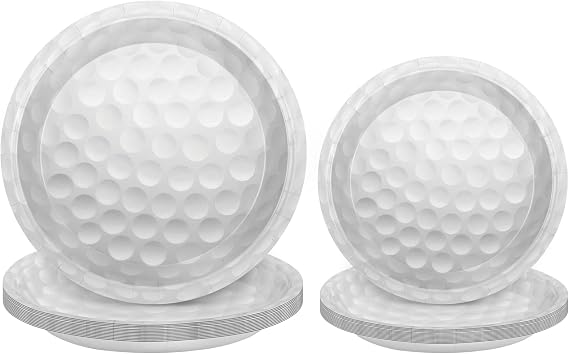 durony 48 Pack Golf Dessert Plates Disposable Paper Plates Golf Disposable Tableware Set 7 Inch and 9 Inch for Golf Ball Sports Themed Decorations Party Supplies