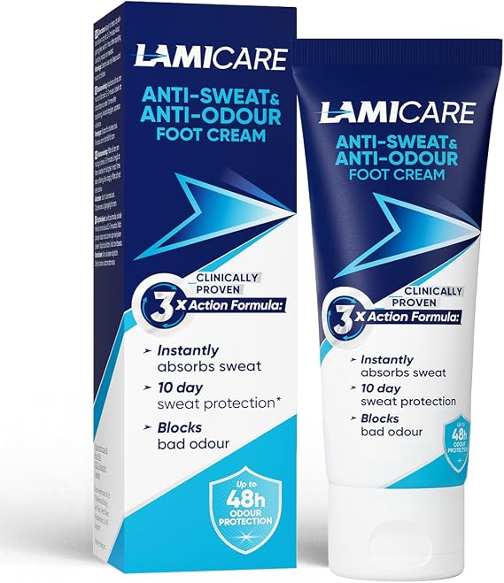 Anti-Sweat & Anti-Odour Foot Cream 75ml - Blocks Foot Odour, Up to 10 Days Sweat Protection, Clinically Proven Treatment